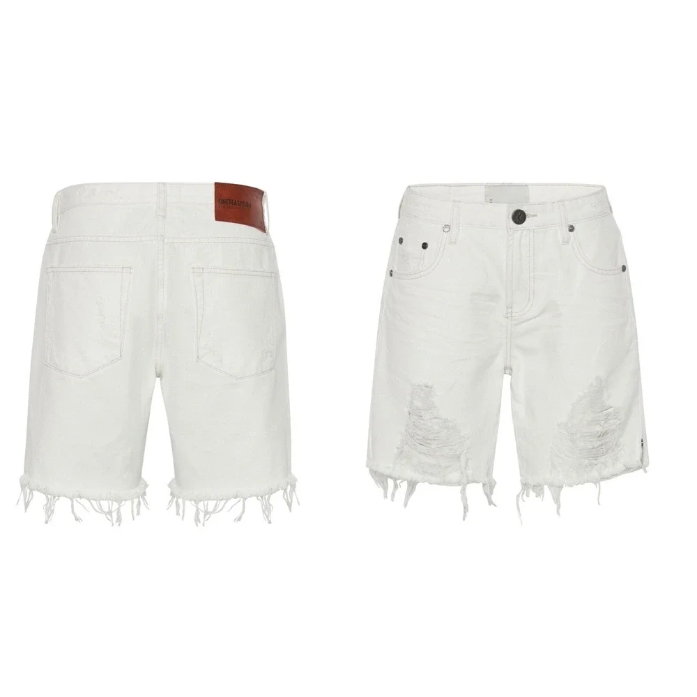 One Teaspoon Stevies Low Waist Long Length Boyfriend Denim Shorts WhiteBeauty 25